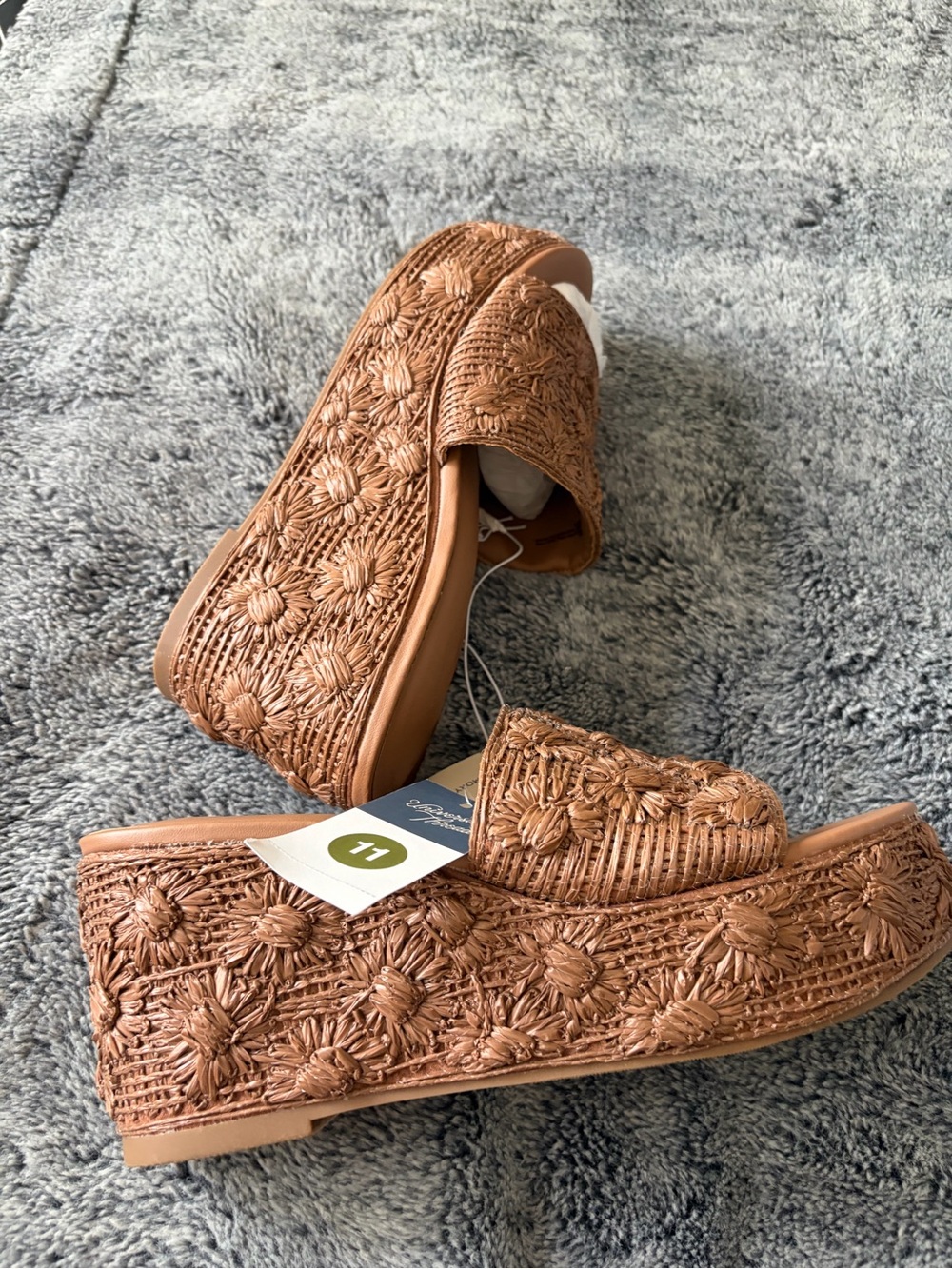 Universal Thread Brown Woven Platform Slide Wedges - Picture 5 of 6